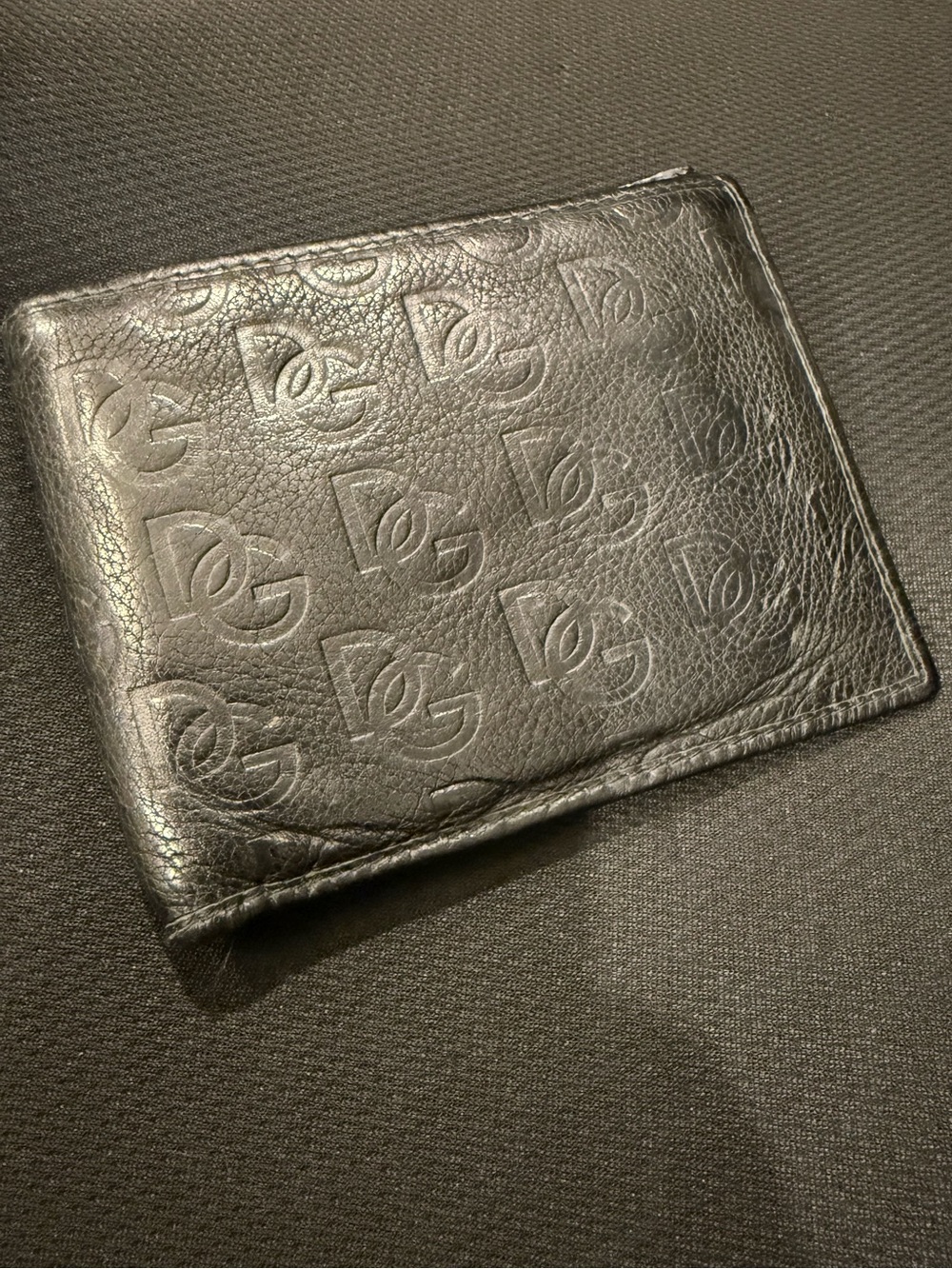 Authentic Dolce & Gabbana Vintage Black Embossed Leather Bi-Fold Wallet
